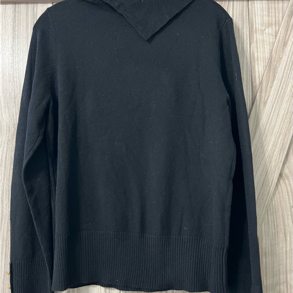 Mainbocher Pure Cashmere Sweater With Rhinestone Buttons Sz L - Picture 2 of 8